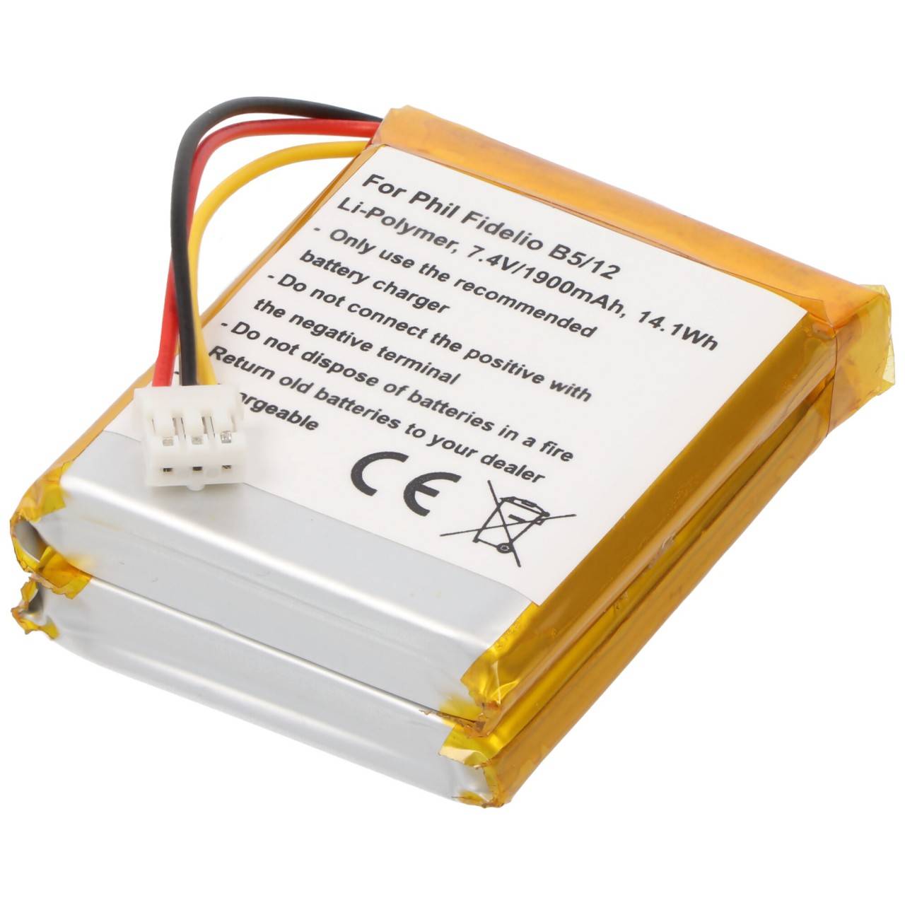 Batterie compatible avec la batterie Li-Polymer 7,4V 1900mAh de Philips Fidelio B5 / 12, 14,1Wh-1