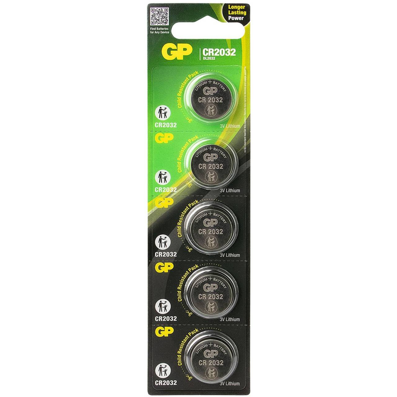 Pile bouton lithium CR2032 GP 3V 5 pièces-0