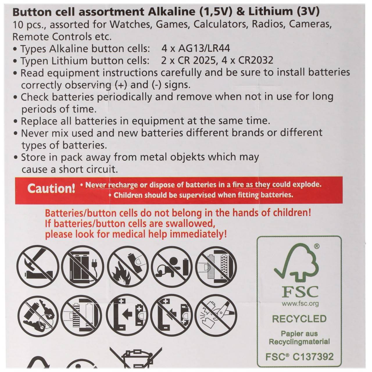 10 piles alcalines et piles bouton au lithium, pour de nombreux domaines d'application, triées dans un ensemble-3