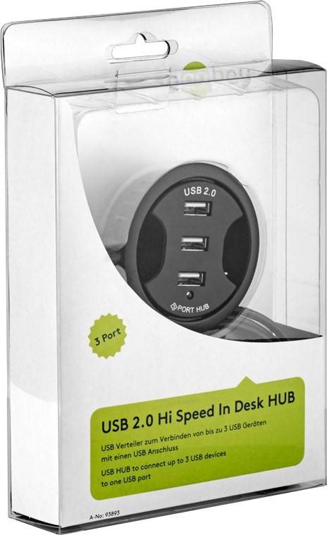 Goobay 3-way USB 2.0 Hi-Speed HUB/distributeur intégré - pour installation dans des douilles de table de 60 mm-1