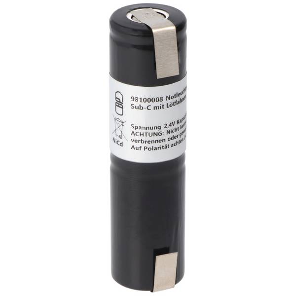Batterie lumière de secours NiCd 2.4V 1800mAh L1x2 Sub-C avec queues à souder remplace la batterie 2.4V