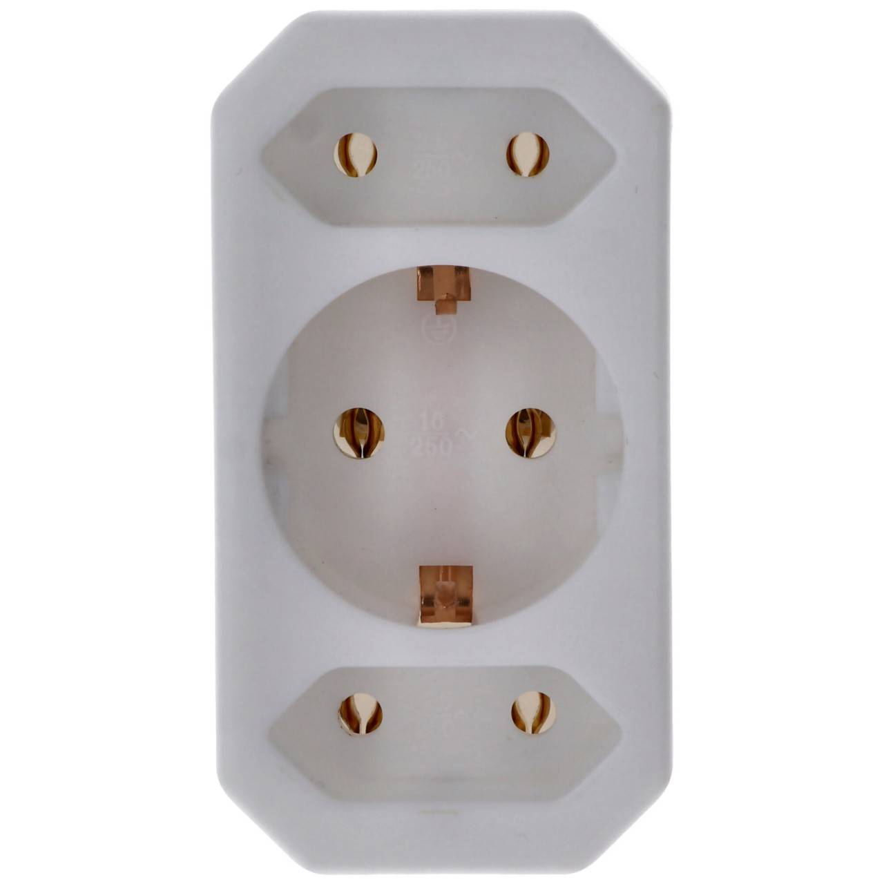 Prise multi 2x Euro et 1x contact de protection blanc vertical-0