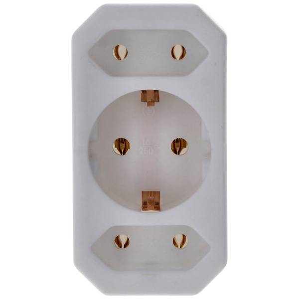 Prise multi 2x Euro et 1x contact de protection blanc vertical