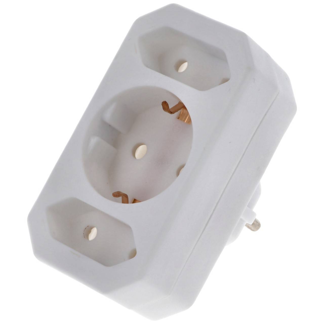 Prise multi 2x Euro et 1x contact de protection blanc vertical-1