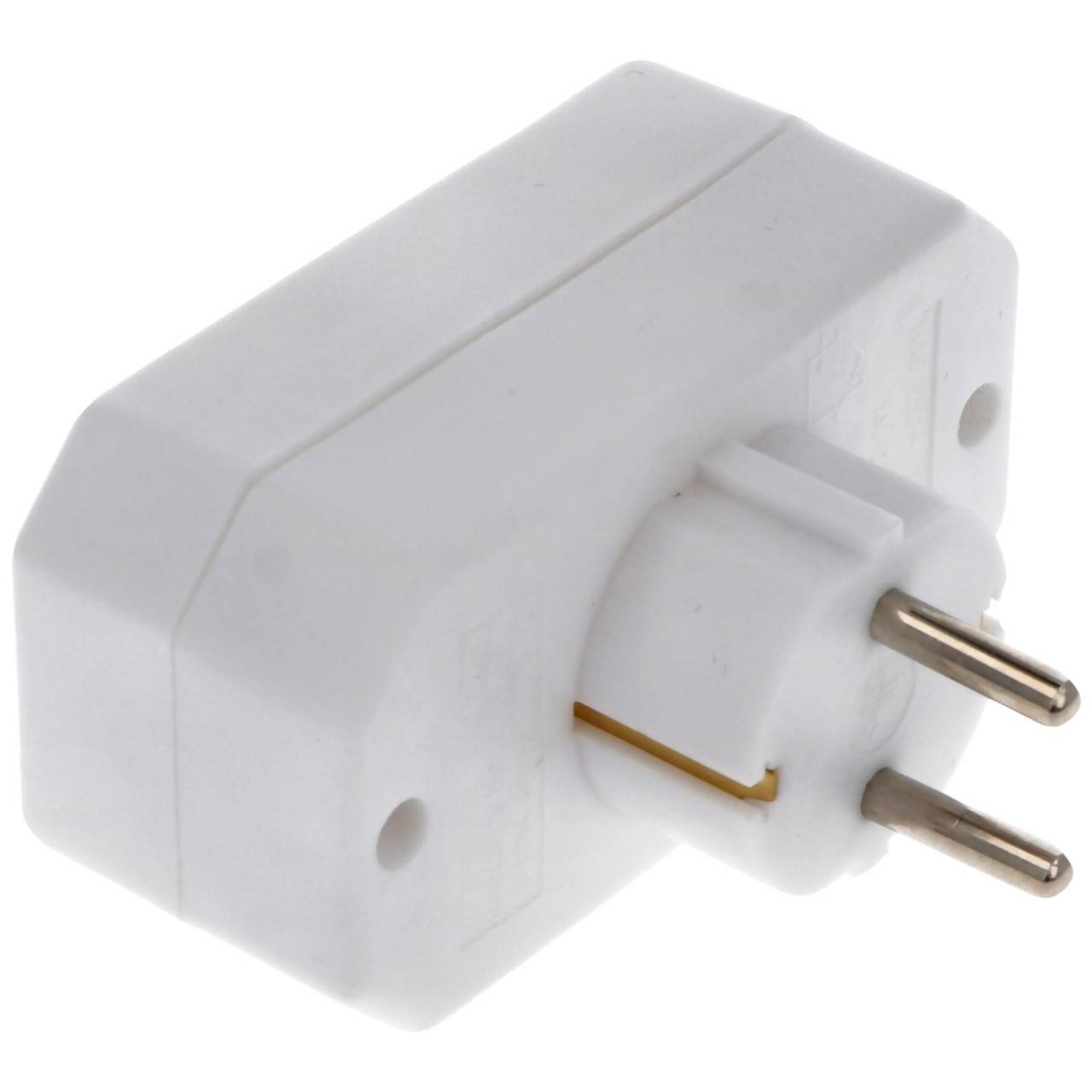 Prise multi 2x Euro et 1x contact de protection blanc vertical-2