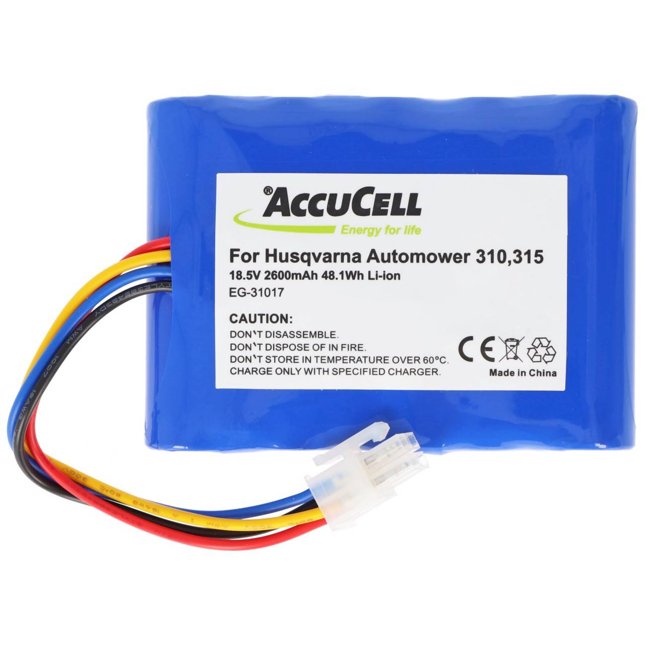 Batterie pour Husqvarna Automower 310, 315, batterie Li-ion 584 85 28-01, 18.5V, 2600mAh, 48.1Wh à partir du modèle 2015-0