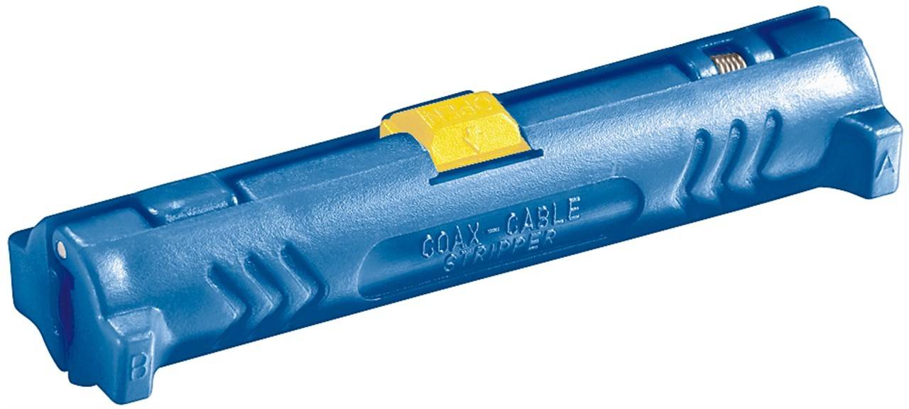 Outil à dénuder coaxial Fixpoint avec ressort d'ouverture et cliquet - pour dénuder et dénuder tous les câbles...-0
