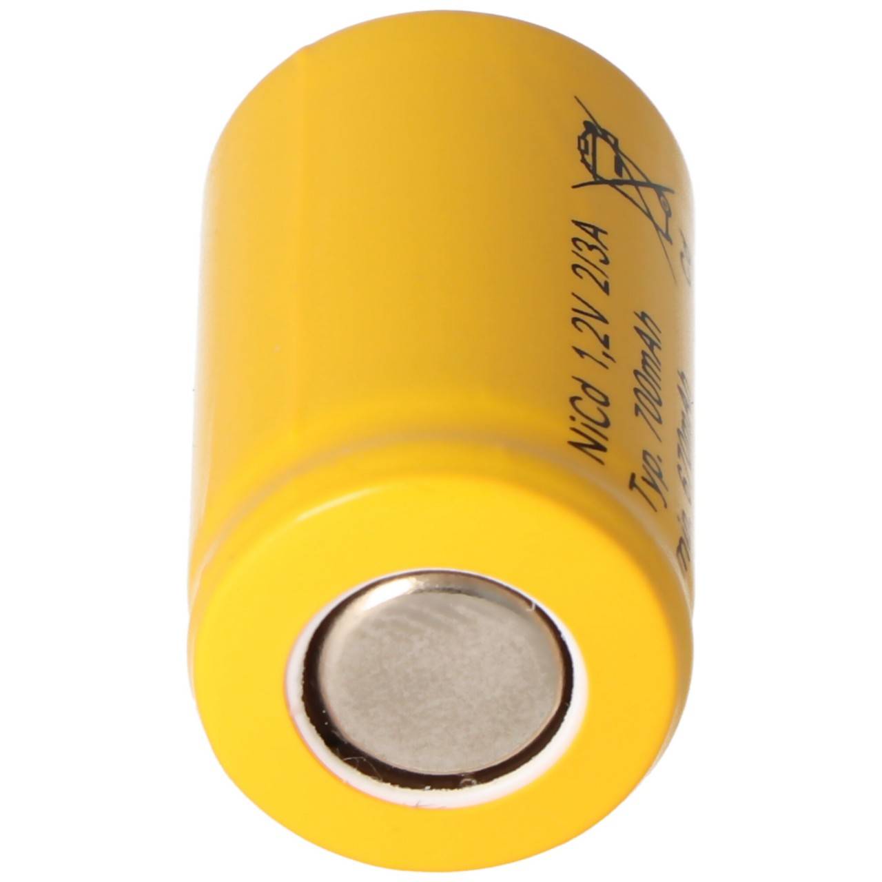 Batterie 2/3 A Cadnica NICD Flattop sans étiquette de soudure, 1,2 Volt 700mAh-2