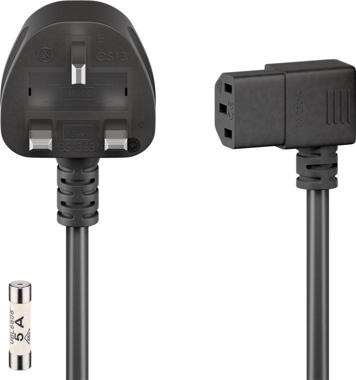 Câble de connexion d'appareil Goobay UK, 2 m, noir - prise UK 3 broches (type G, BS 1363) > connecteur d'appareil C13...-2