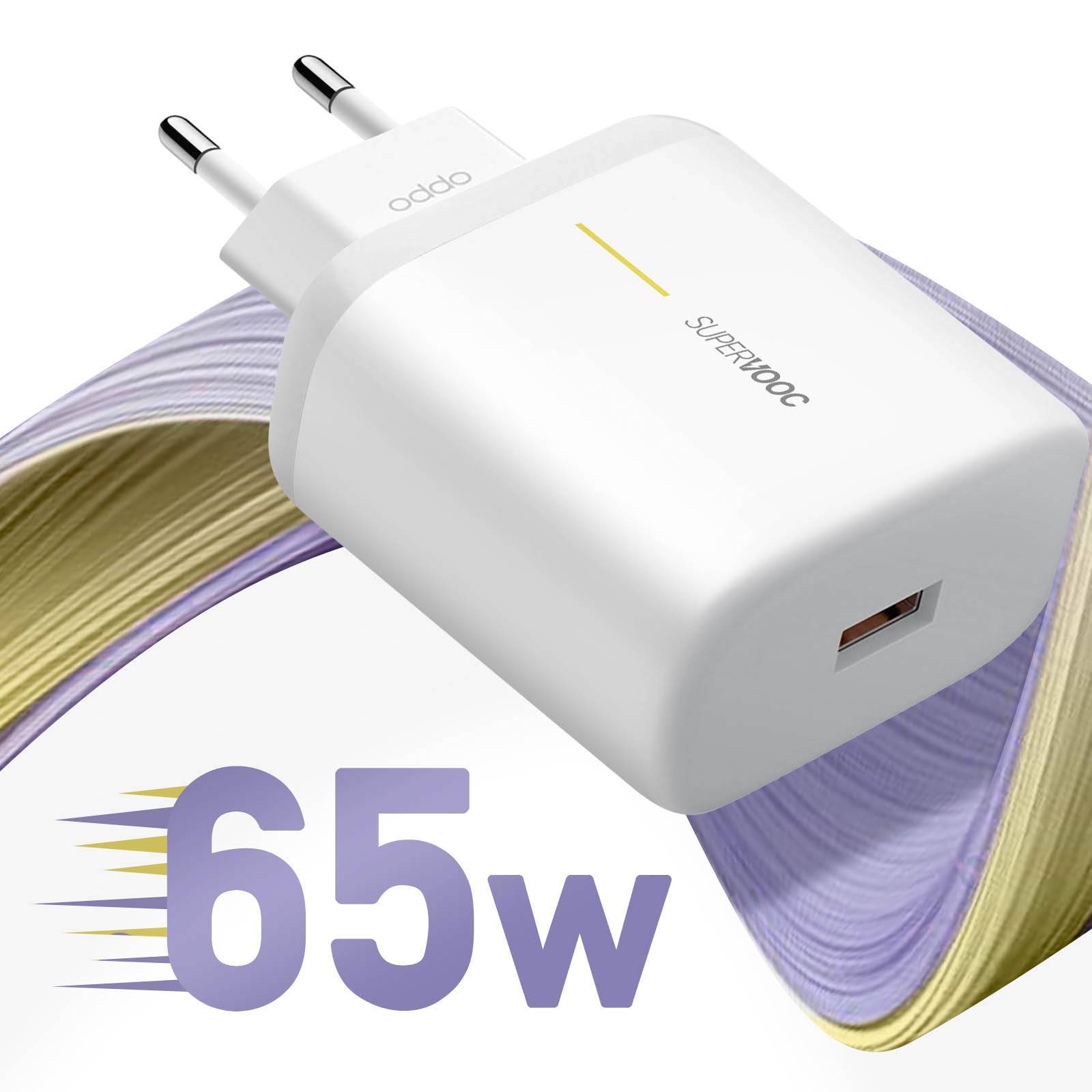 Chargeur Oppo USB SuperVOOC 65W + Câble USB vers USB-C modèle VCA7GACH-2