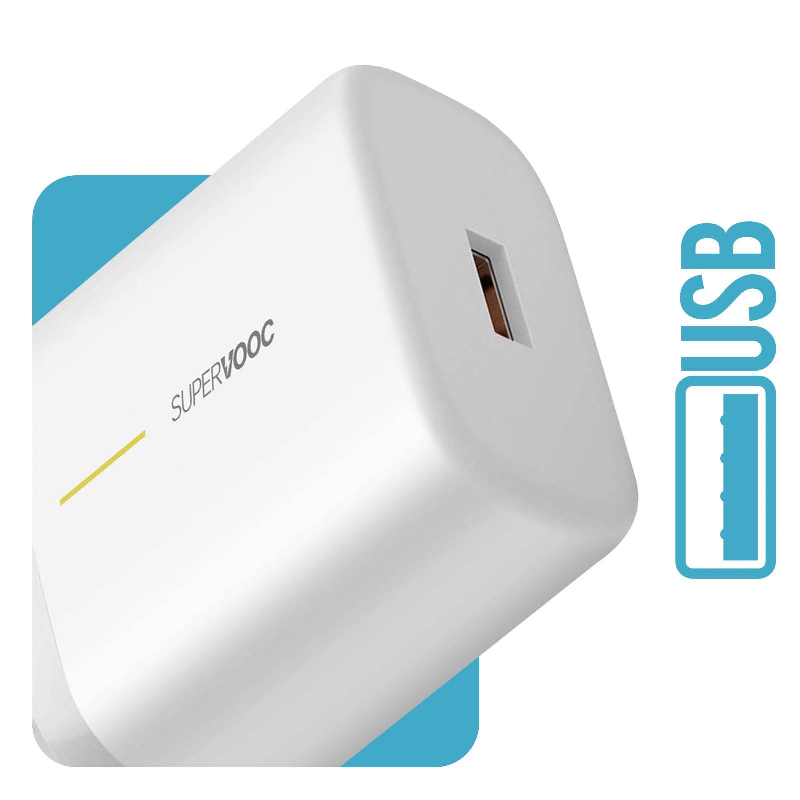 Chargeur Oppo USB SuperVOOC 65W + Câble USB vers USB-C modèle VCA7GACH-4