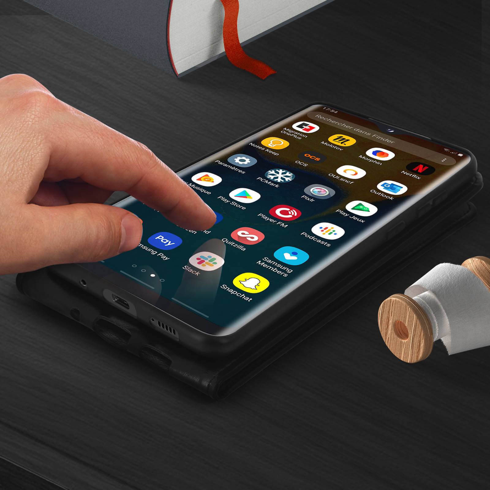 Étui Clapet Vertical pour Galaxy A20e avec Porte-carte et Support Vidéo-4