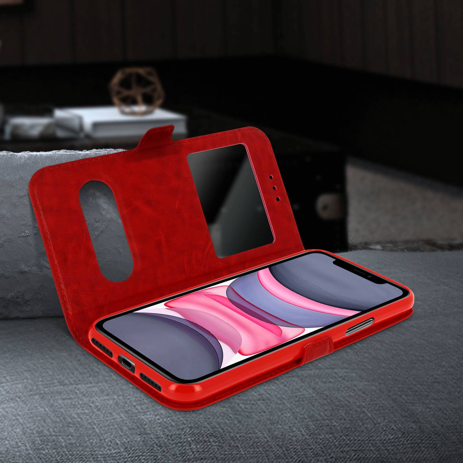 Housse pour iPhone 11 Protection Double Fenêtre Fonction Support-4