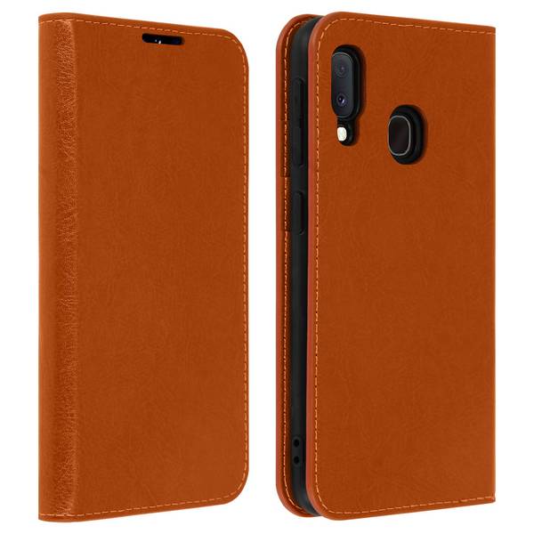 Étui pour Samsung Galaxy A20e Folio Cuir Véritable Porte cartes Support Vidéo