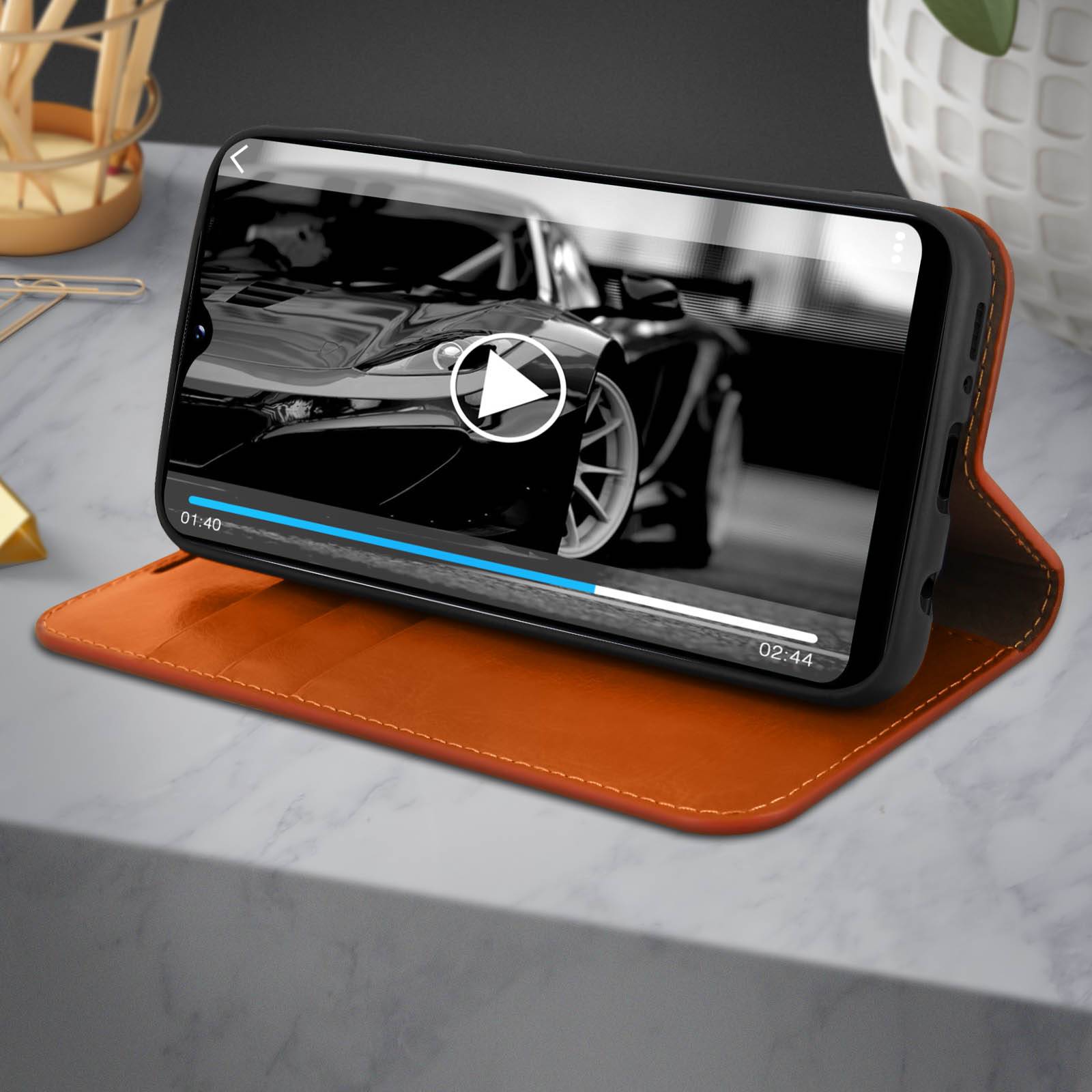 Étui pour Samsung Galaxy A20e Folio Cuir Véritable Porte cartes Support Vidéo-4