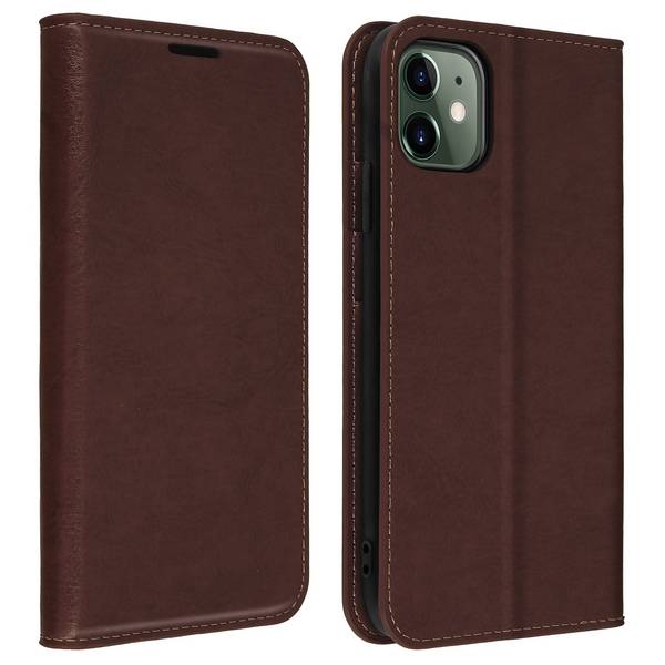 Étui pour iPhone 11 Folio Cuir Véritable Porte cartes Support Vidéo