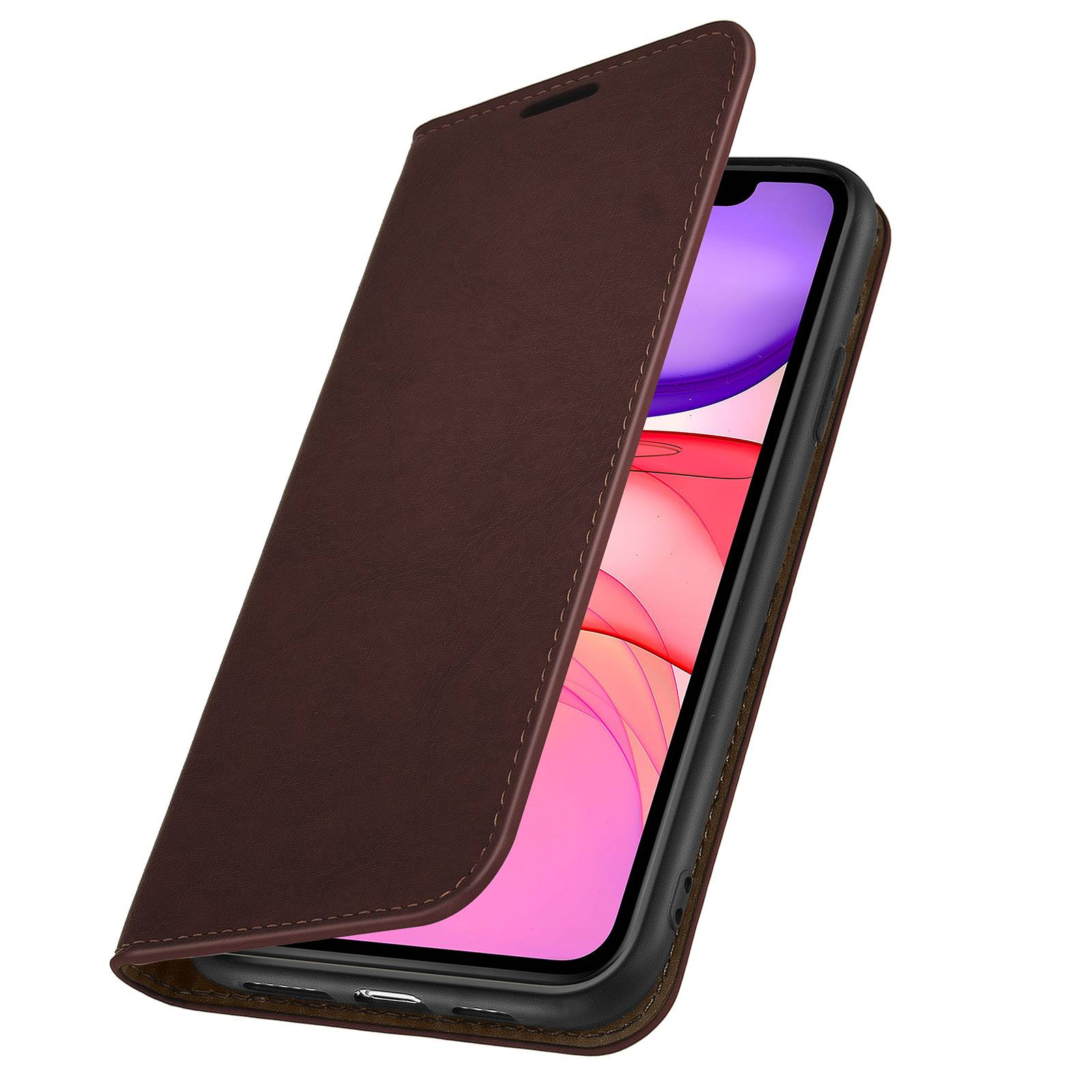 Étui pour iPhone 11 Folio Cuir Véritable Porte cartes Support Vidéo-1