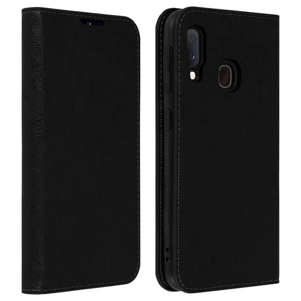 Étui pour Samsung Galaxy A20e Folio Cuir Véritable Porte cartes Support Vidéo