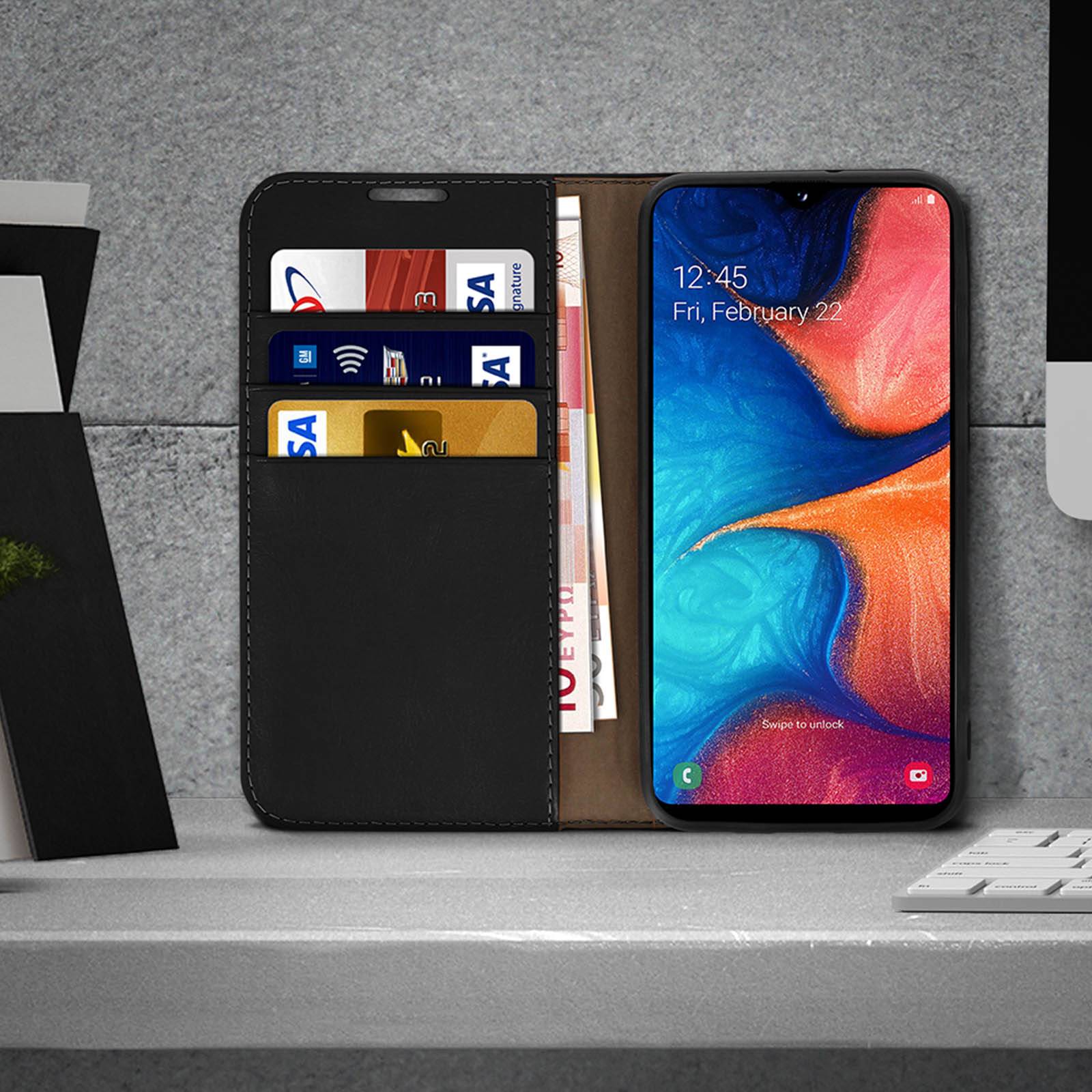 Étui pour Samsung Galaxy A20e Folio Cuir Véritable Porte cartes Support Vidéo-2