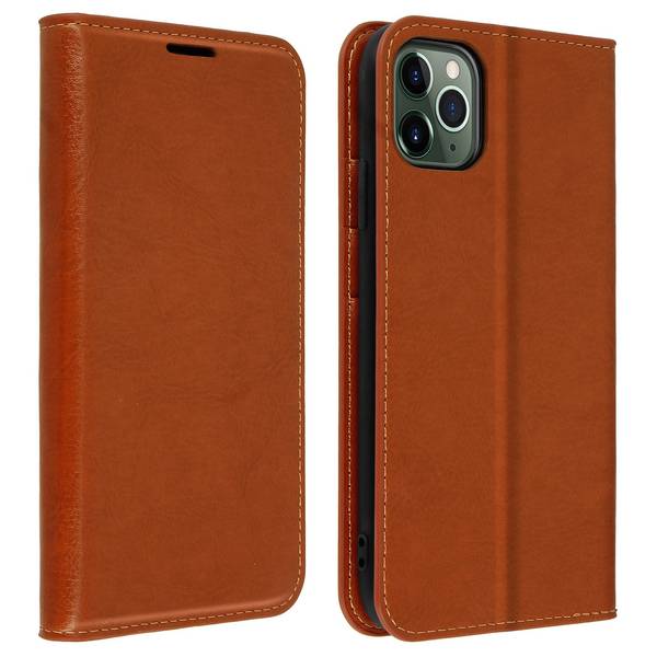 Étui pour iPhone 11 Pro Max Folio Cuir Véritable Porte cartes Support Vidéo
