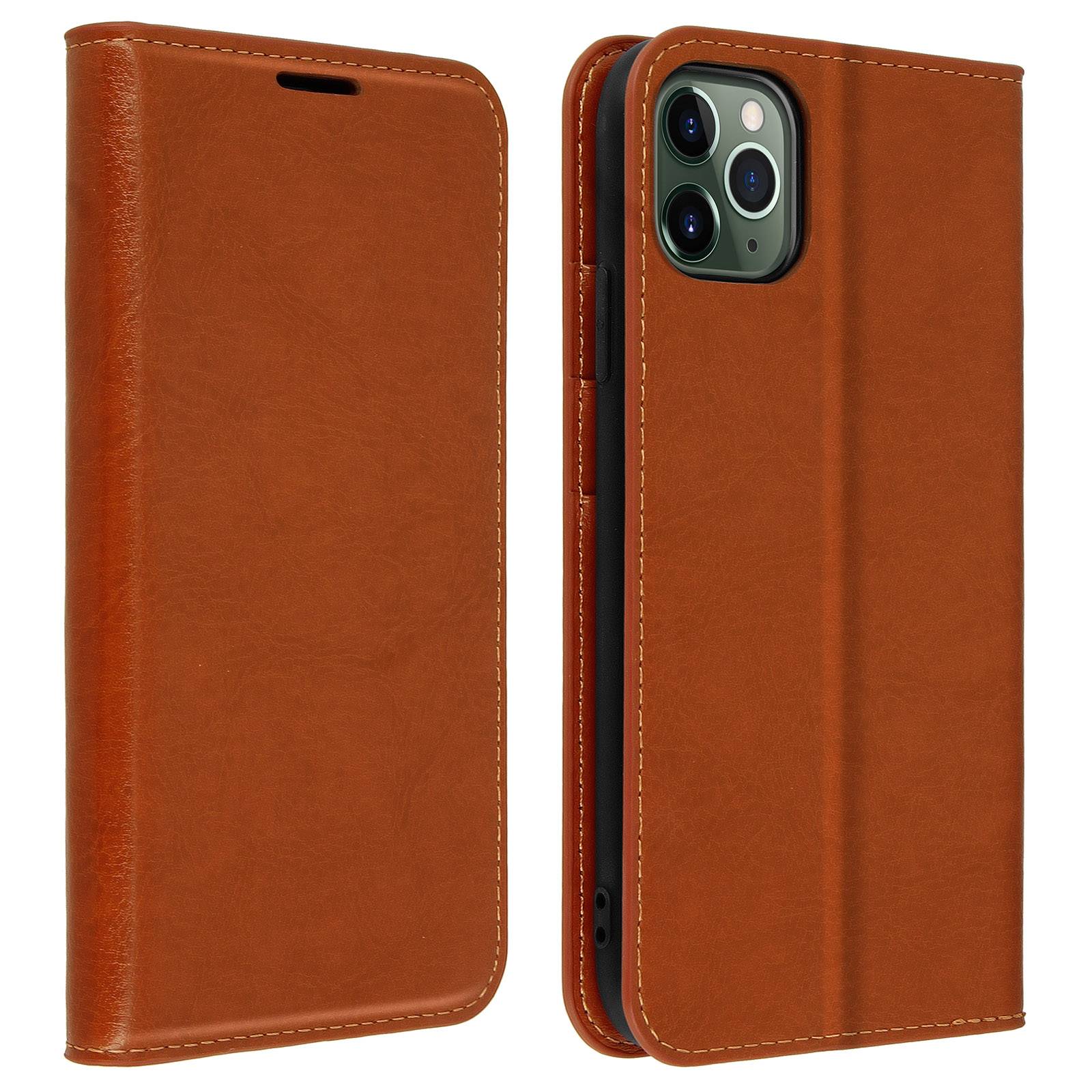 Étui pour iPhone 11 Pro Max Folio Cuir Véritable Porte cartes Support Vidéo-0