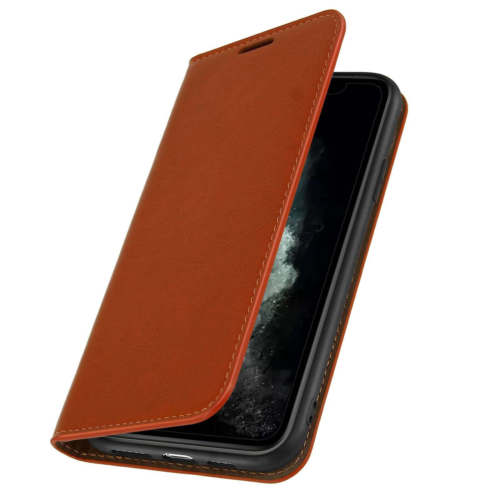 Étui pour iPhone 11 Pro Max Folio Cuir Véritable Porte cartes Support Vidéo-1
