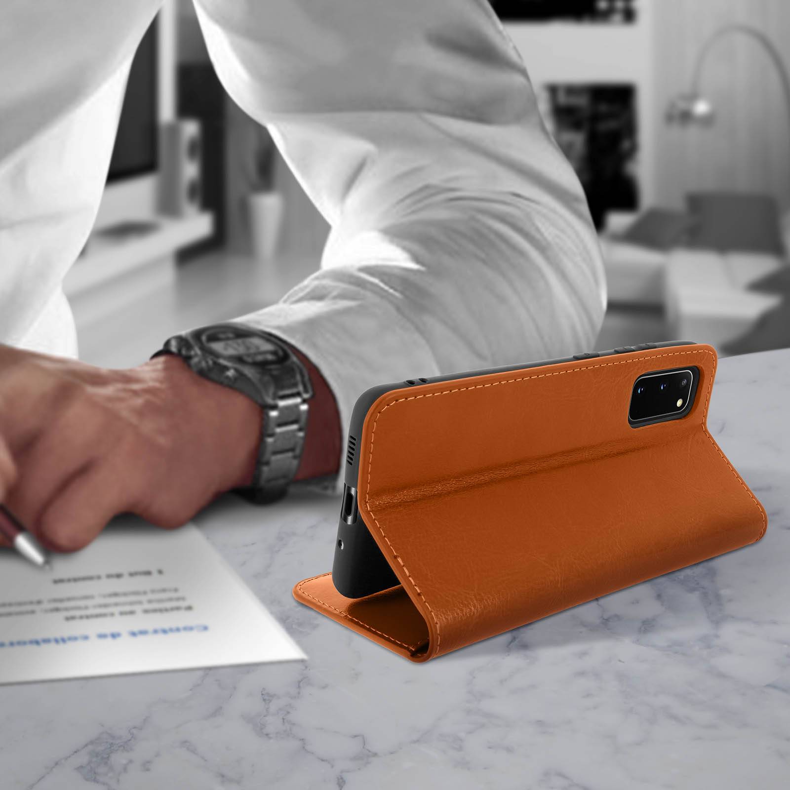 Étui pour Samsung Galaxy S20 Folio Cuir Véritable Porte cartes Support Vidéo-3