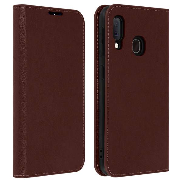 Étui pour Samsung Galaxy A20e Folio Cuir Véritable Porte cartes Support Vidéo