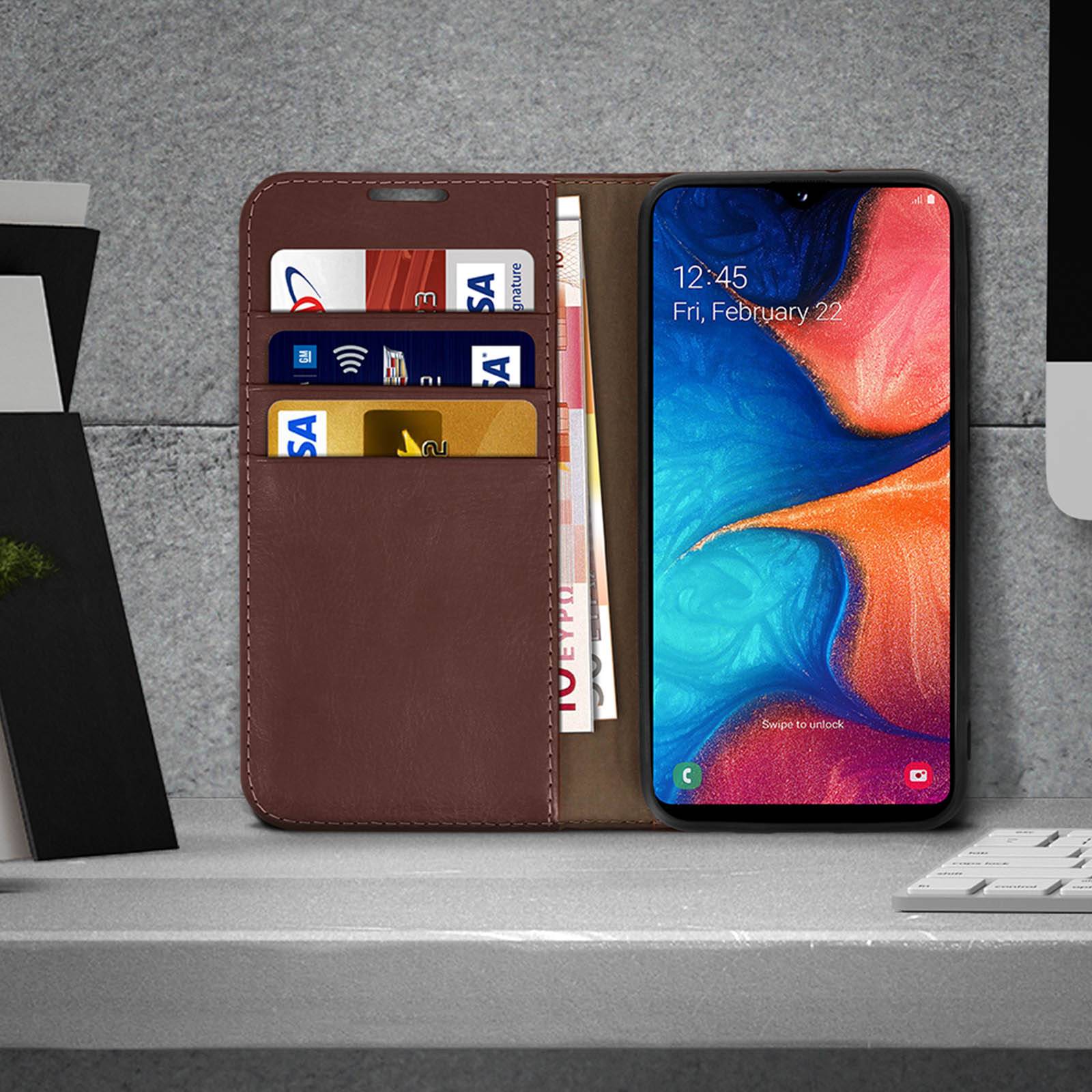 Étui pour Samsung Galaxy A20e Folio Cuir Véritable Porte cartes Support Vidéo-2