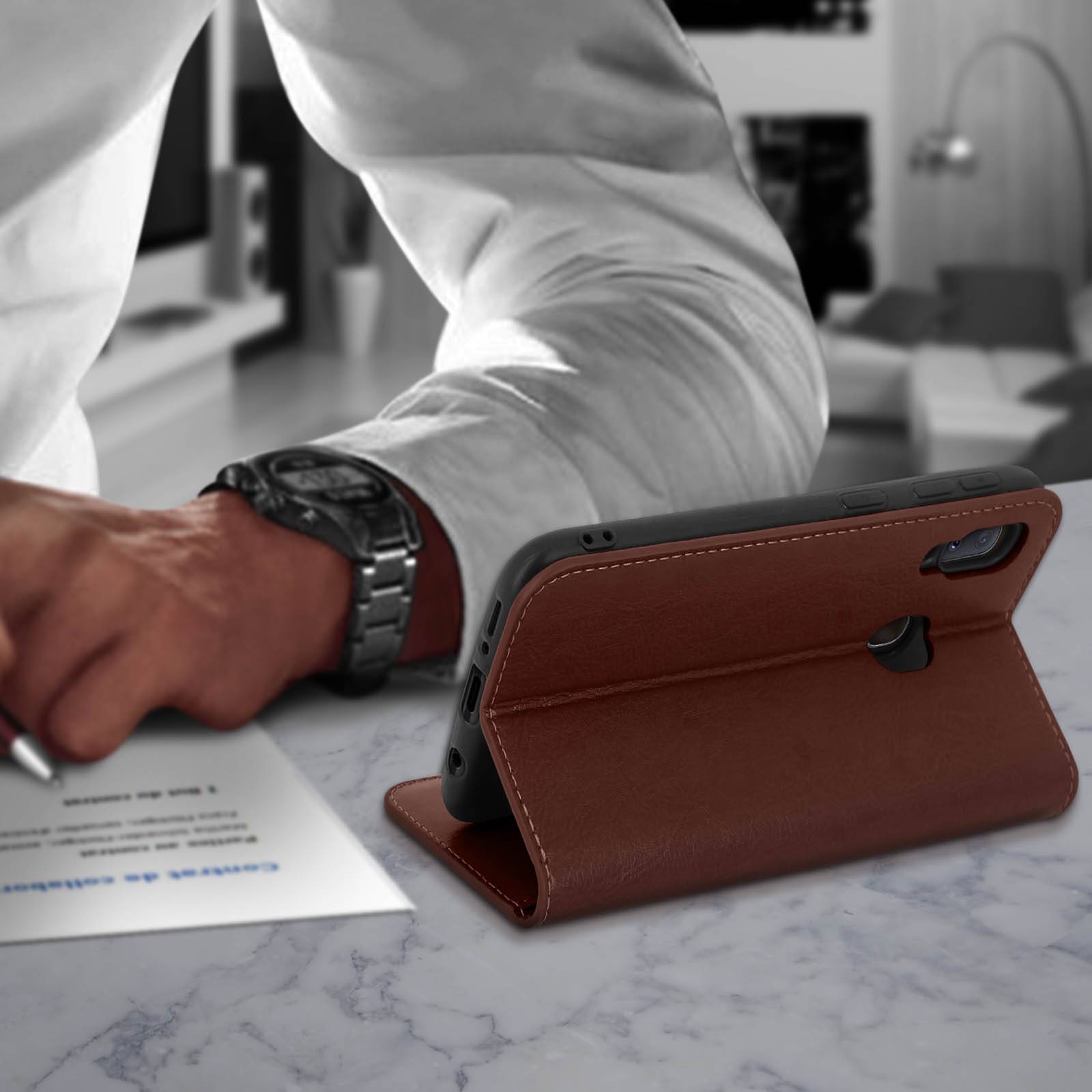 Étui pour Samsung Galaxy A20e Folio Cuir Véritable Porte cartes Support Vidéo-3