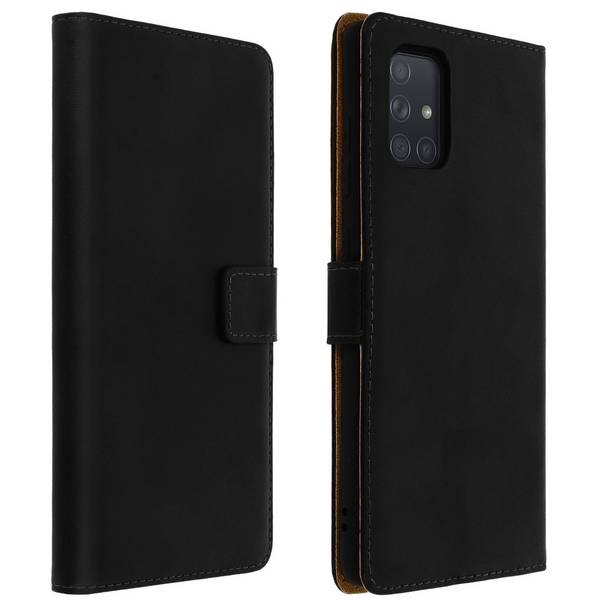 Housse pour Samsung Galaxy A51 Cuir Véritable Porte cartes Support