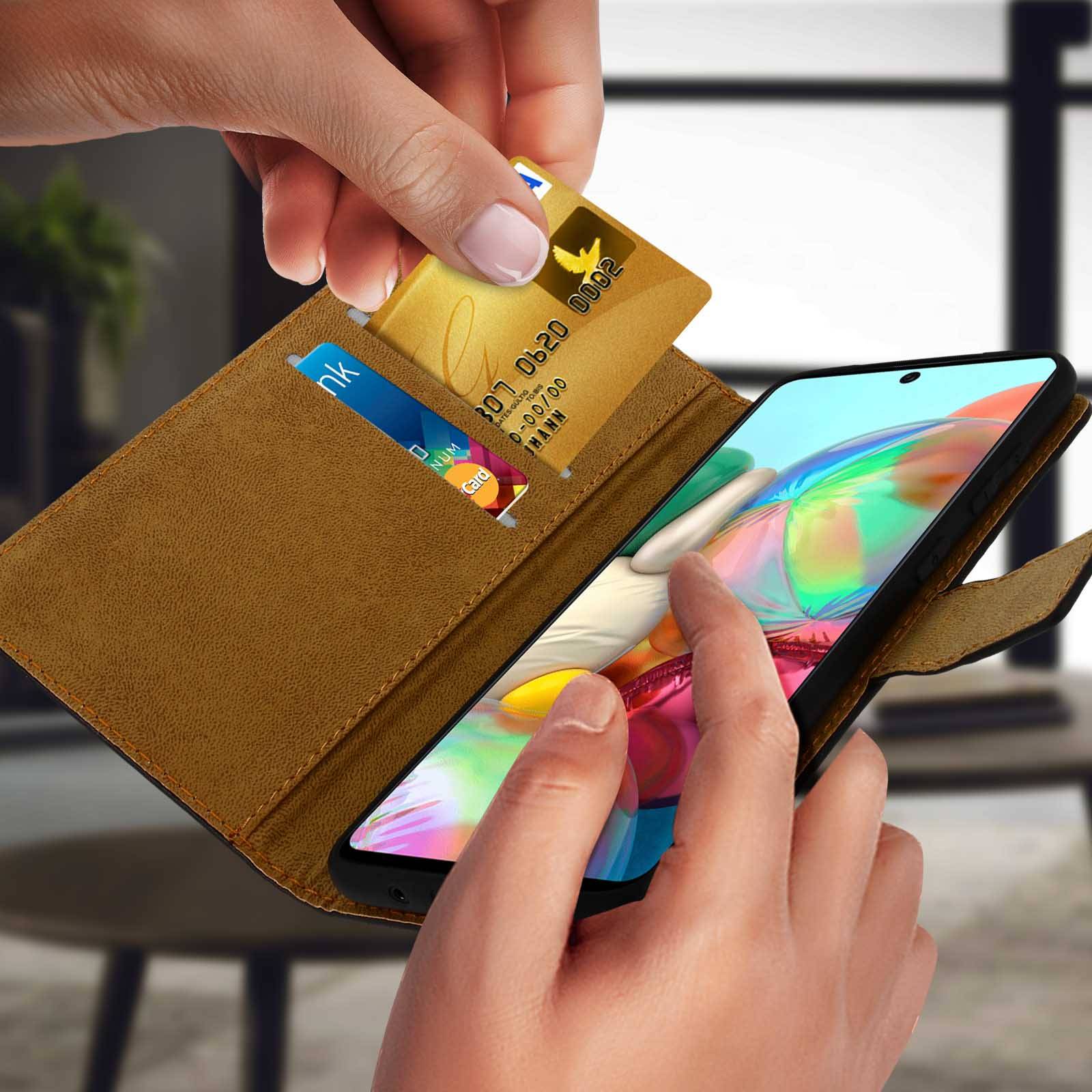 Housse pour Samsung Galaxy A51 Cuir Véritable Porte cartes Support-2