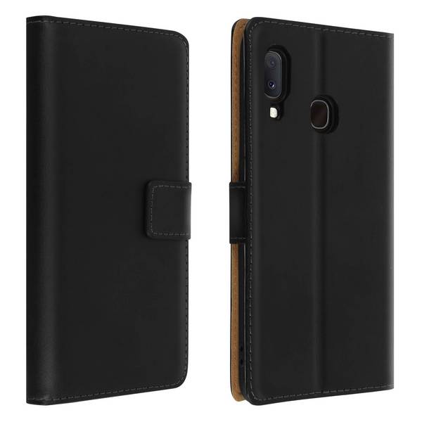 Housse pour Samsung Galaxy A20e Cuir Véritable Porte cartes Fonction Support Antichoc