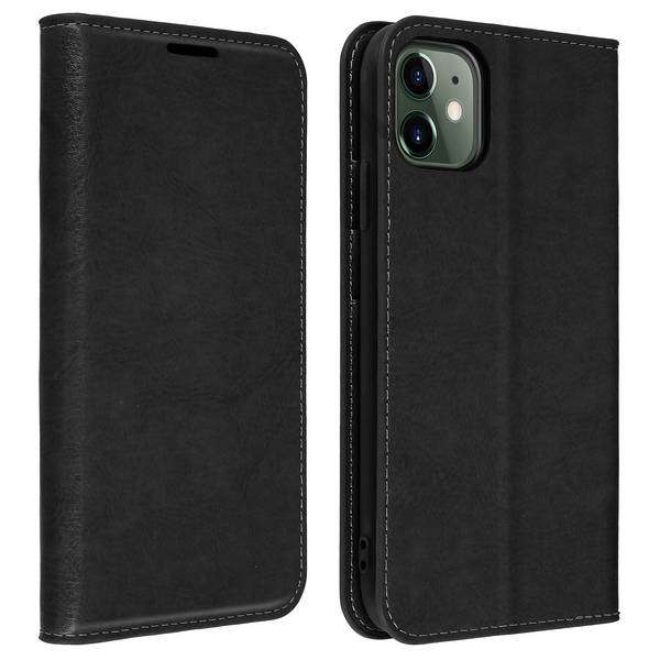 Étui pour iPhone 11 Folio Cuir Véritable Porte cartes Support Vidéo