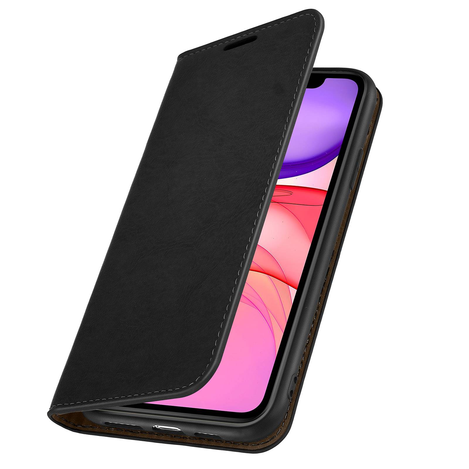 Étui pour iPhone 11 Folio Cuir Véritable Porte cartes Support Vidéo-1