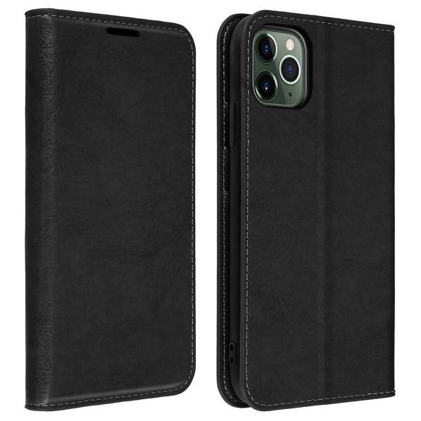 Étui pour iPhone 11 Pro Folio Cuir Véritable Porte cartes Support Vidéo