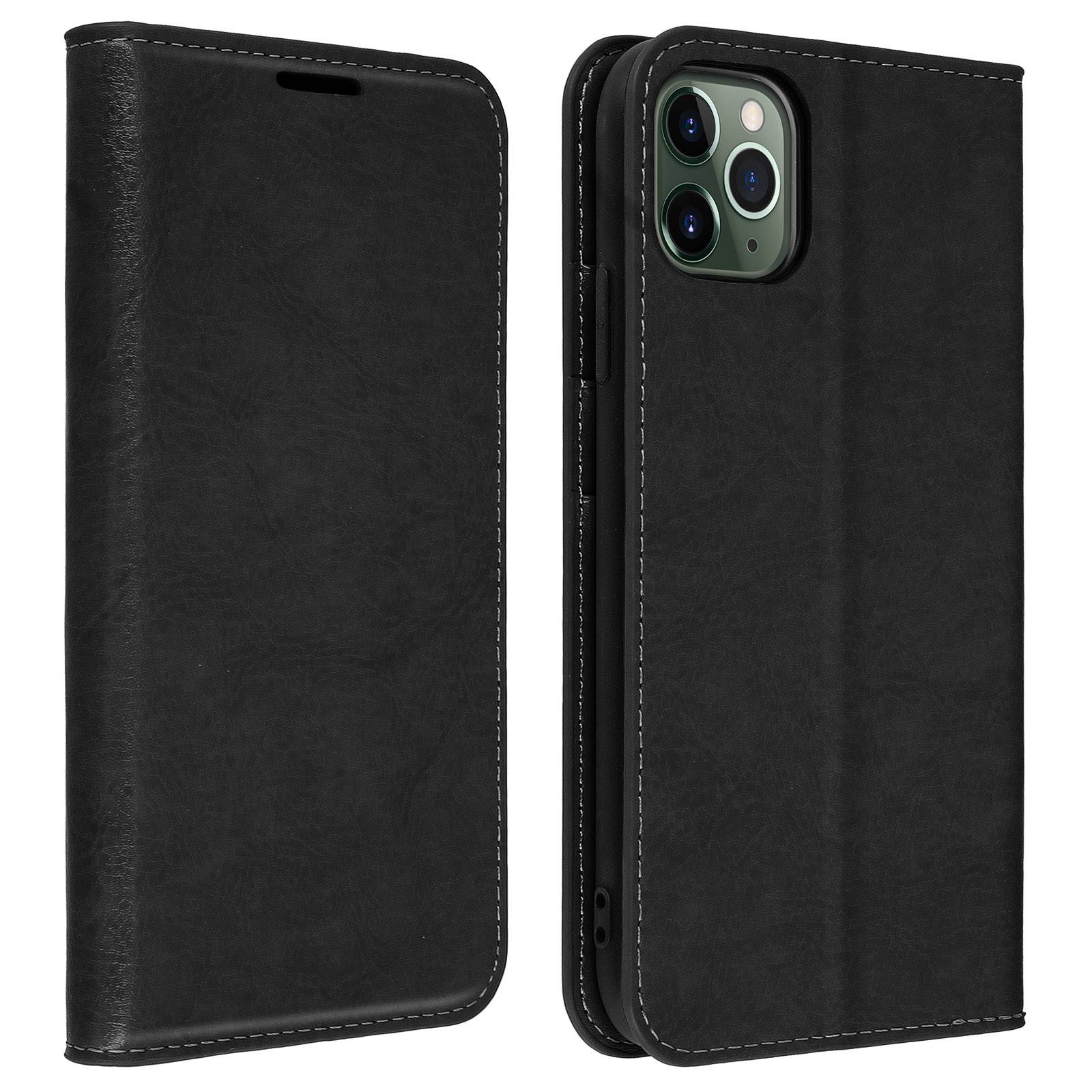 Étui pour iPhone 11 Pro Folio Cuir Véritable Porte cartes Support Vidéo-0