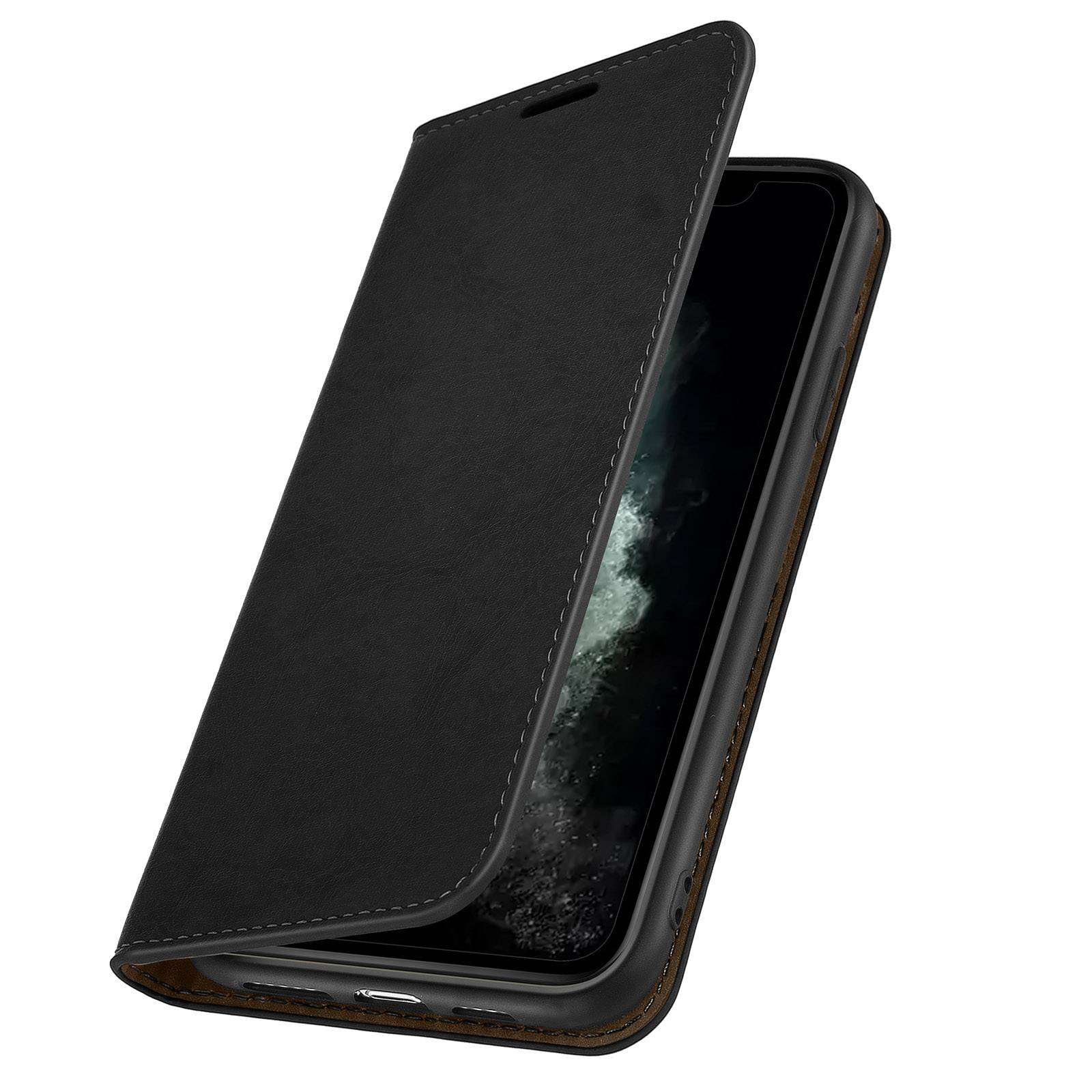 Étui pour iPhone 11 Pro Folio Cuir Véritable Porte cartes Support Vidéo-1