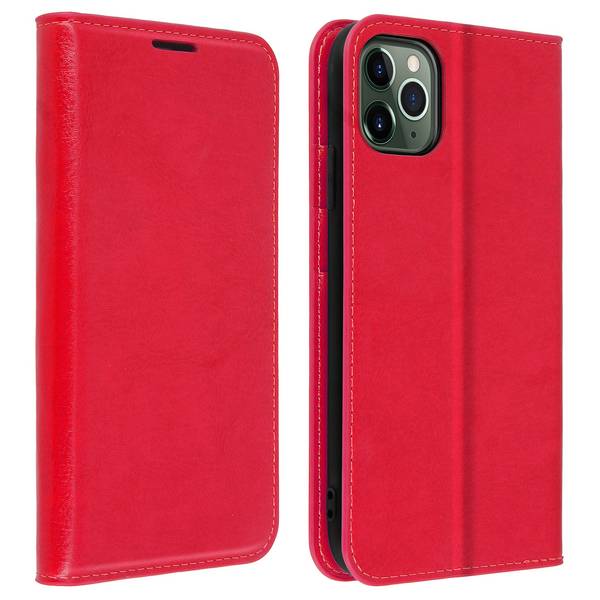 Étui pour iPhone 11 Pro Max Folio Cuir Véritable Porte cartes Support Vidéo