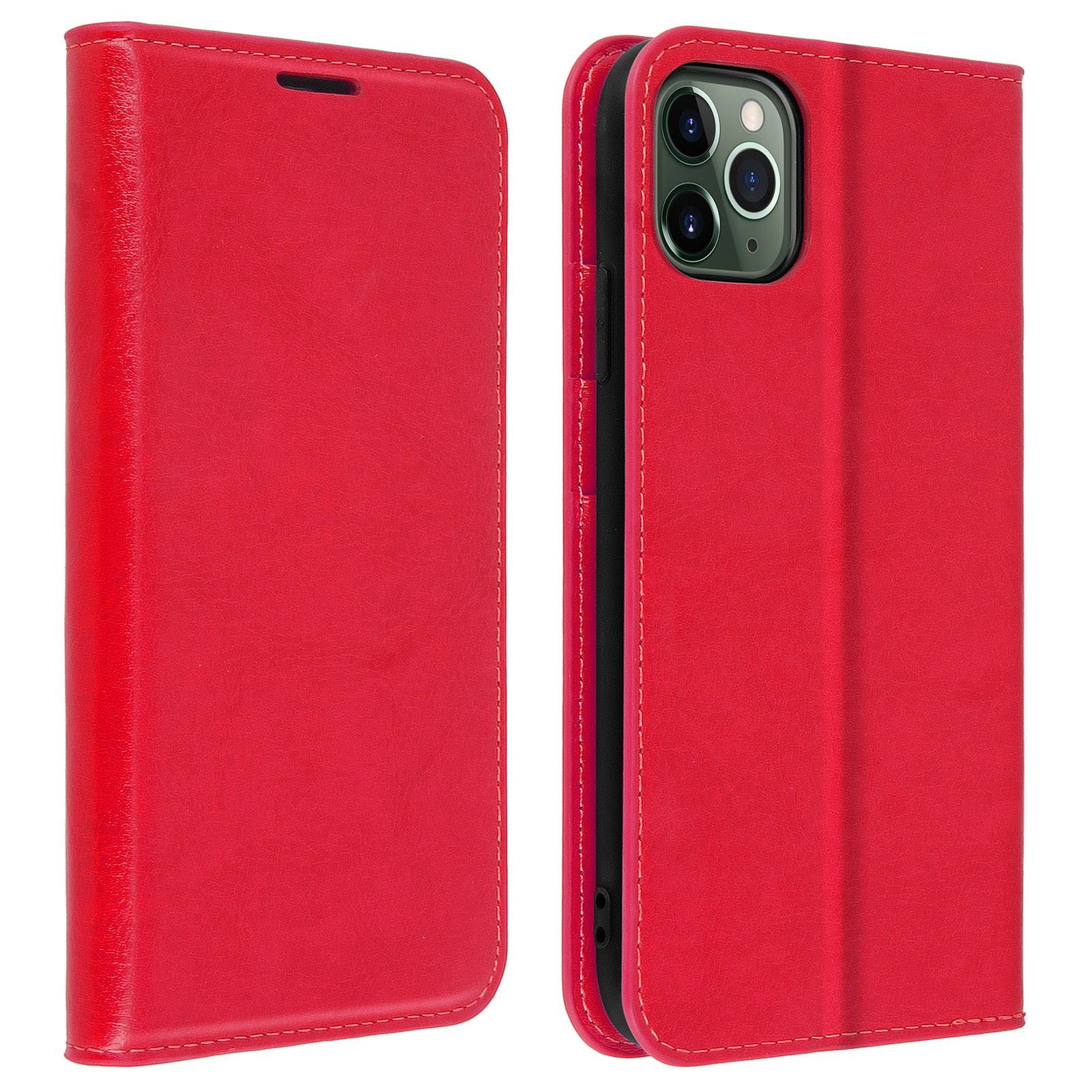 Étui pour iPhone 11 Pro Max Folio Cuir Véritable Porte cartes Support Vidéo-0
