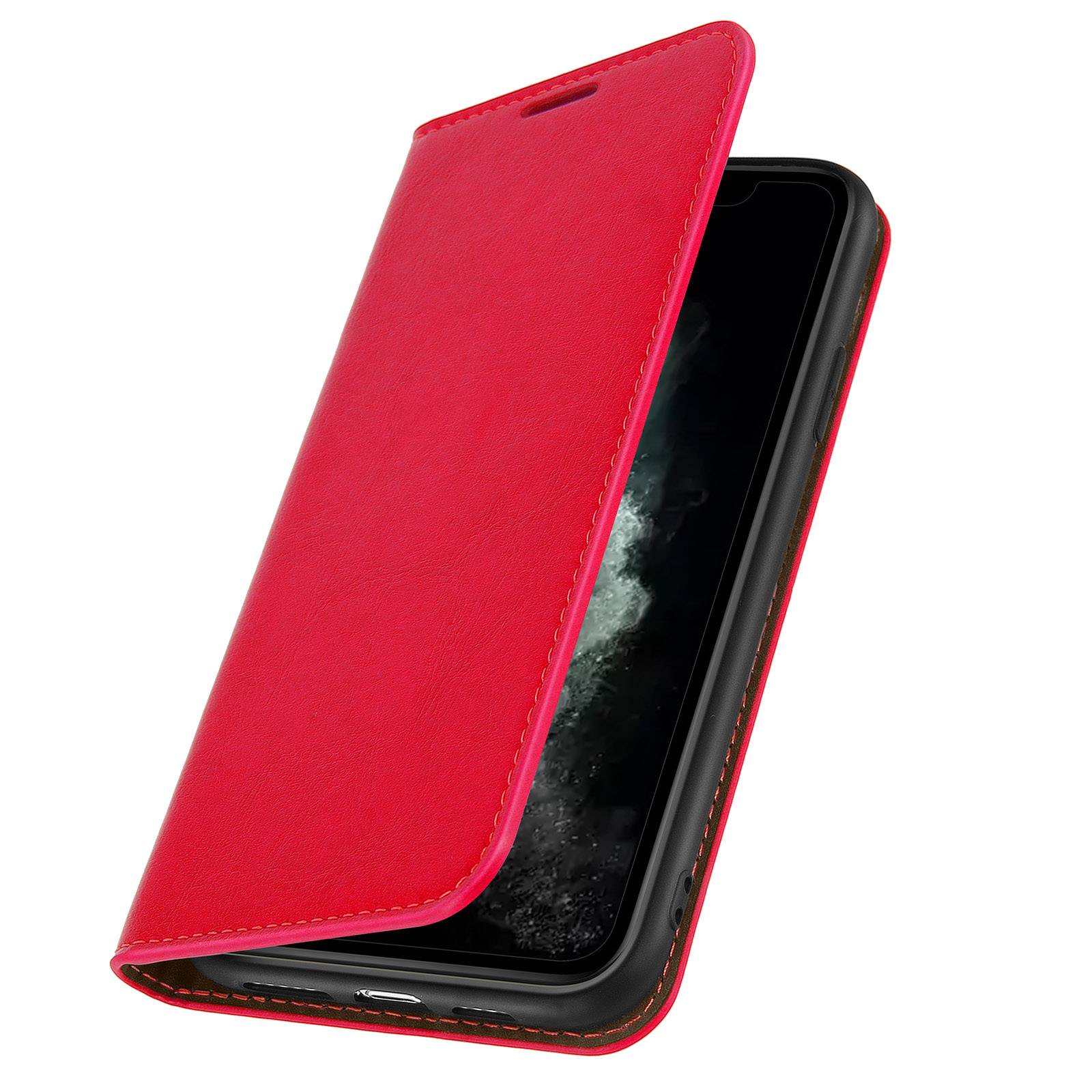 Étui pour iPhone 11 Pro Max Folio Cuir Véritable Porte cartes Support Vidéo-1