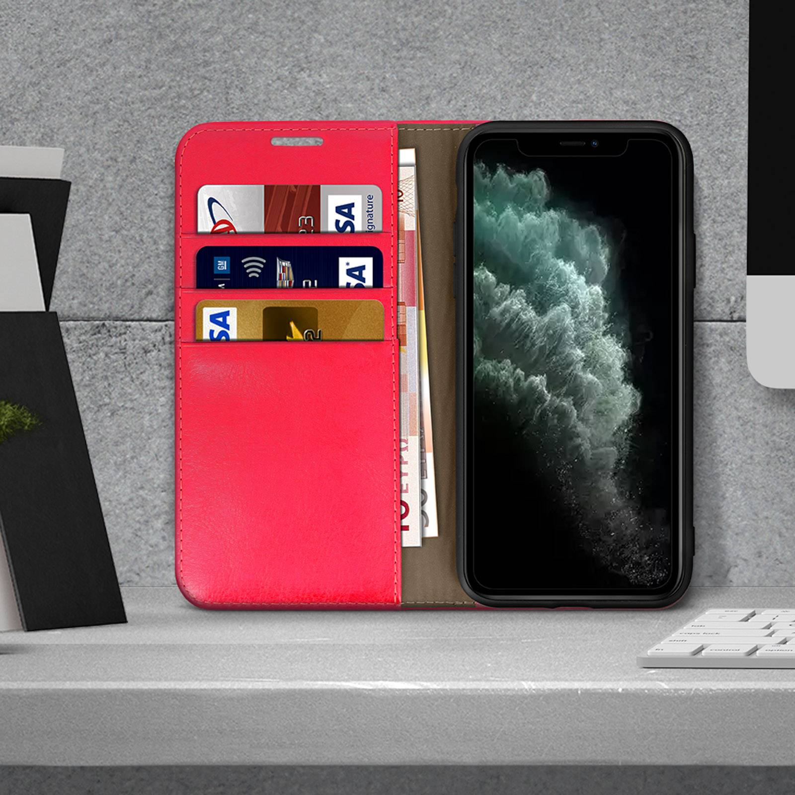 Étui pour iPhone 11 Pro Max Folio Cuir Véritable Porte cartes Support Vidéo-2