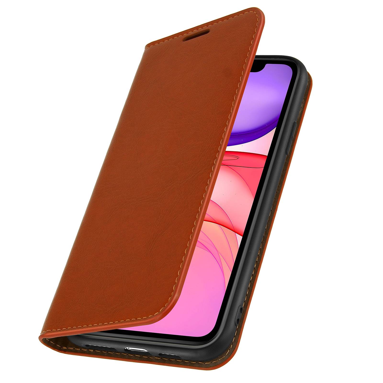 Étui pour iPhone 11 Folio Cuir Véritable Porte cartes Support Vidéo-1