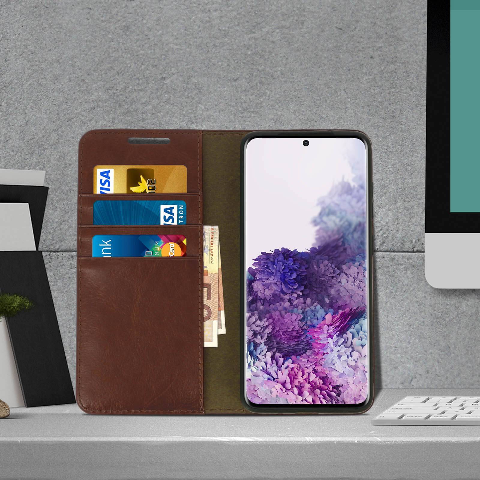 Étui pour Samsung Galaxy S20 Folio Cuir Véritable Porte cartes Support Vidéo-3