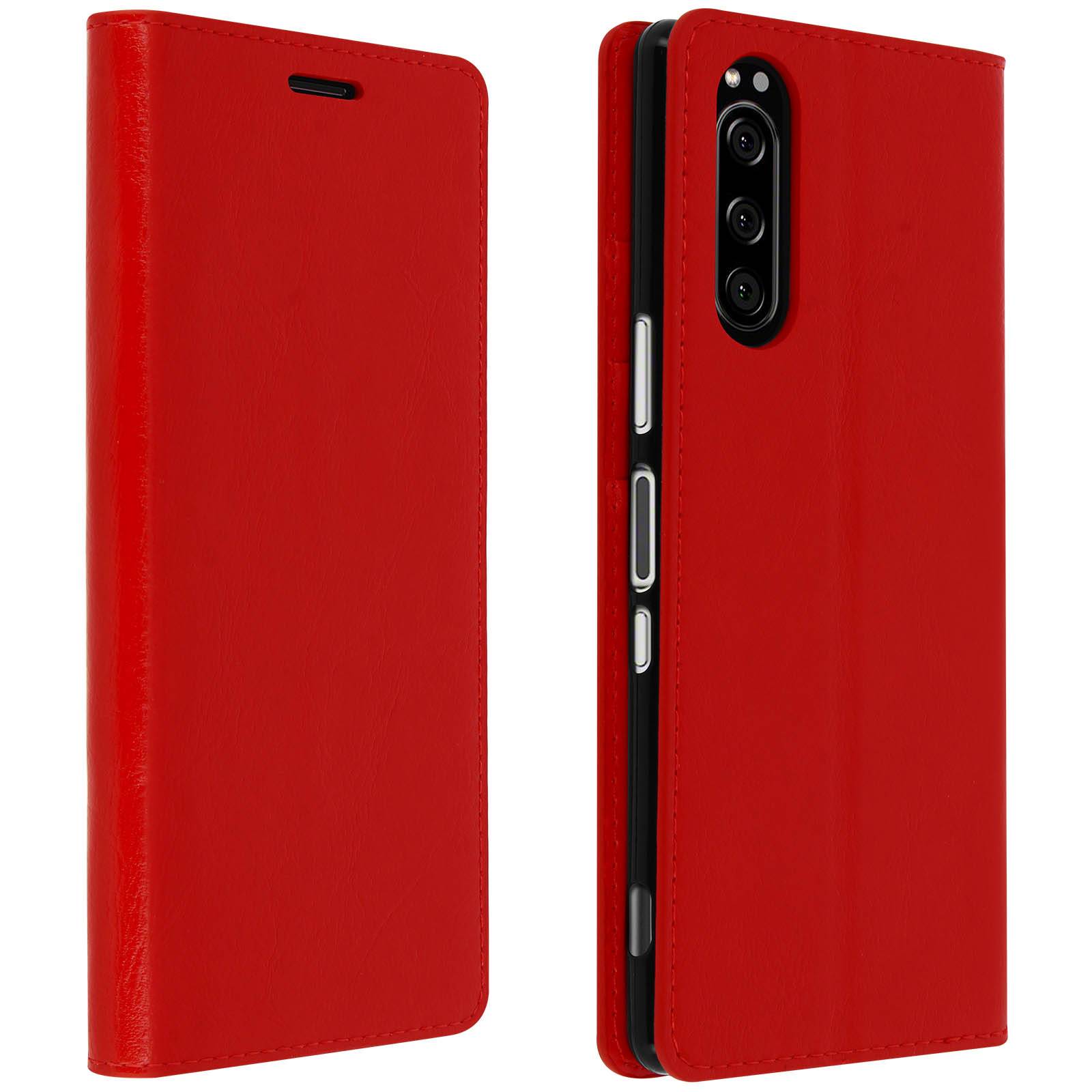 Étui pour Sony Xperia 5 Folio Cuir Véritable Porte cartes Support Vidéo-0