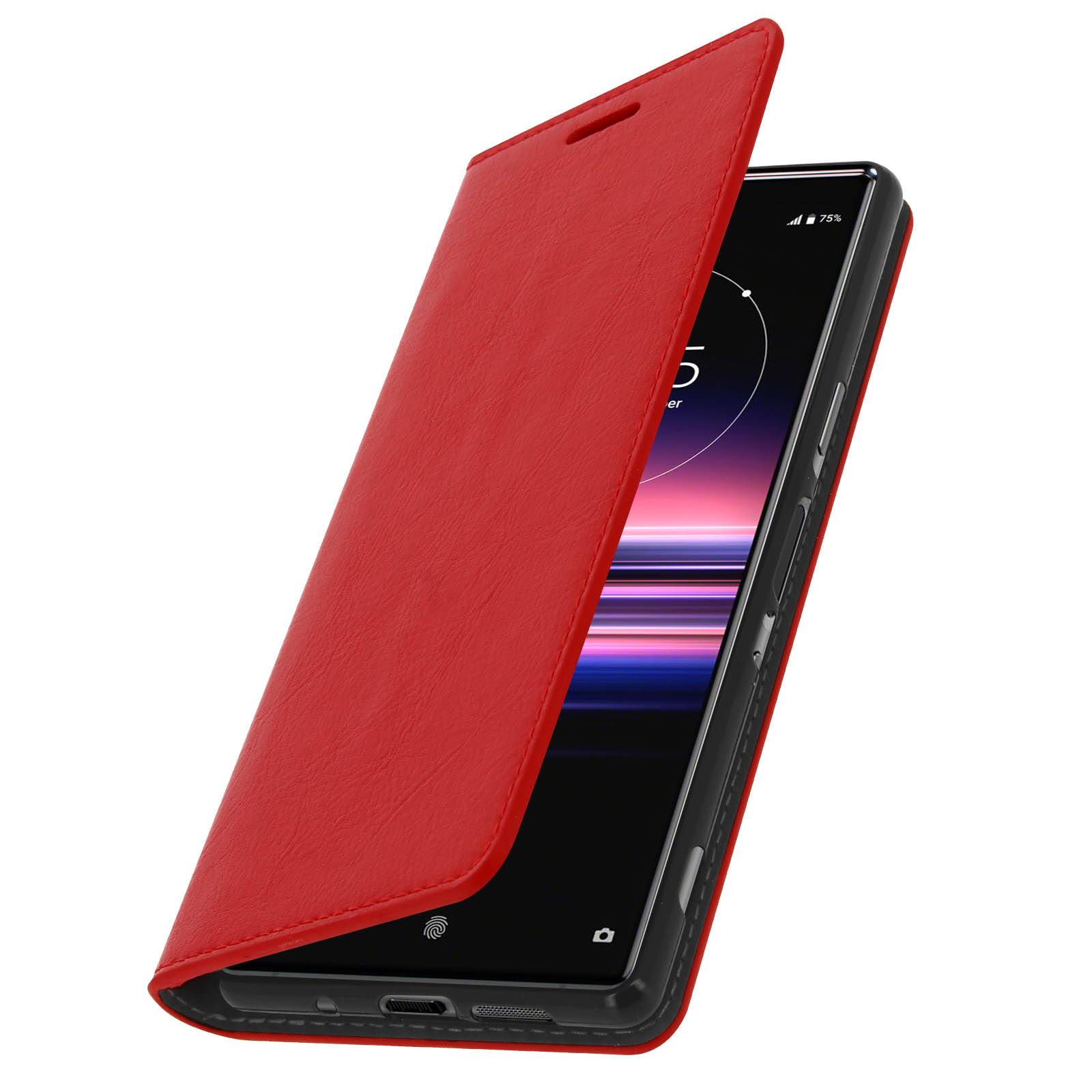 Étui pour Sony Xperia 5 Folio Cuir Véritable Porte cartes Support Vidéo-1