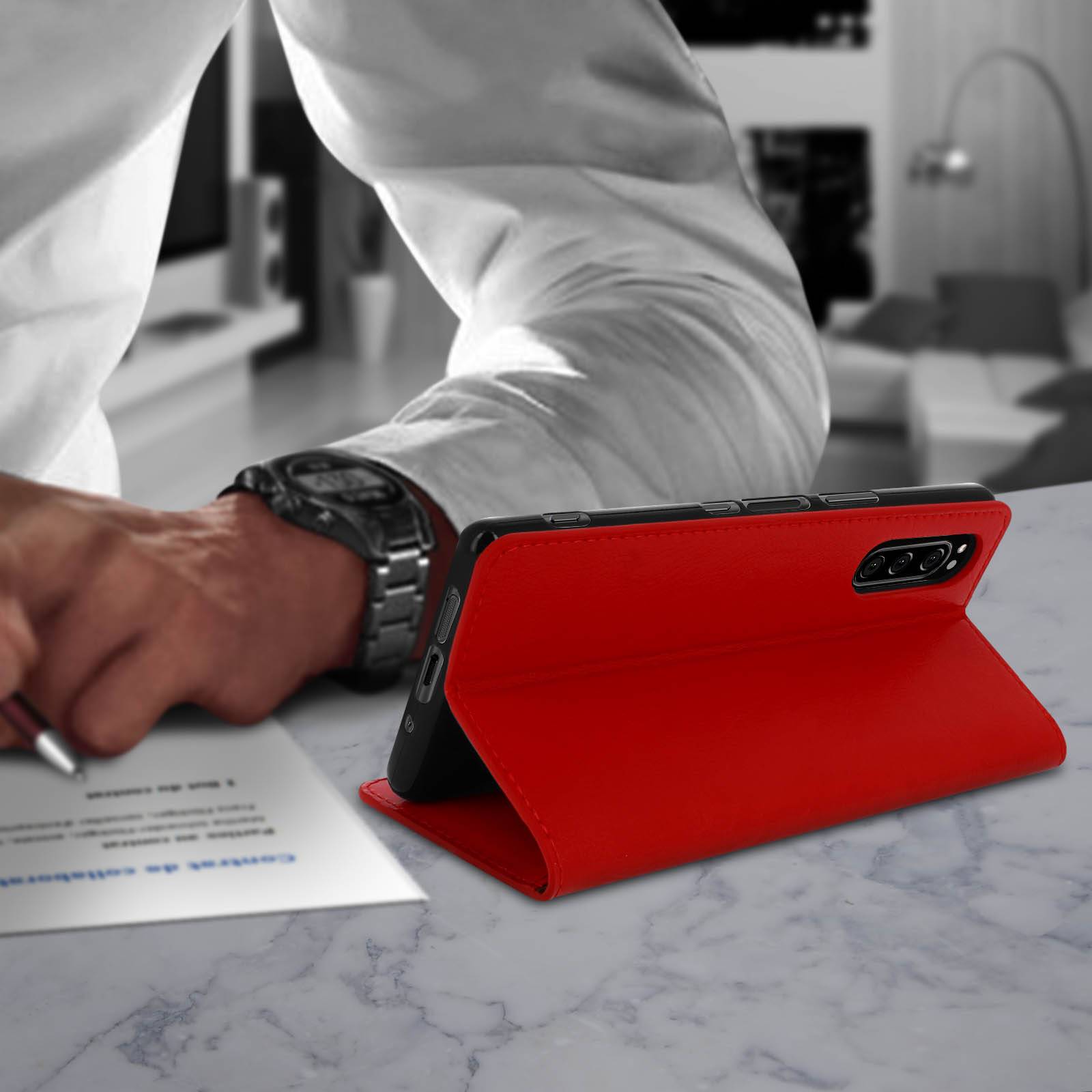 Étui pour Sony Xperia 5 Folio Cuir Véritable Porte cartes Support Vidéo-3