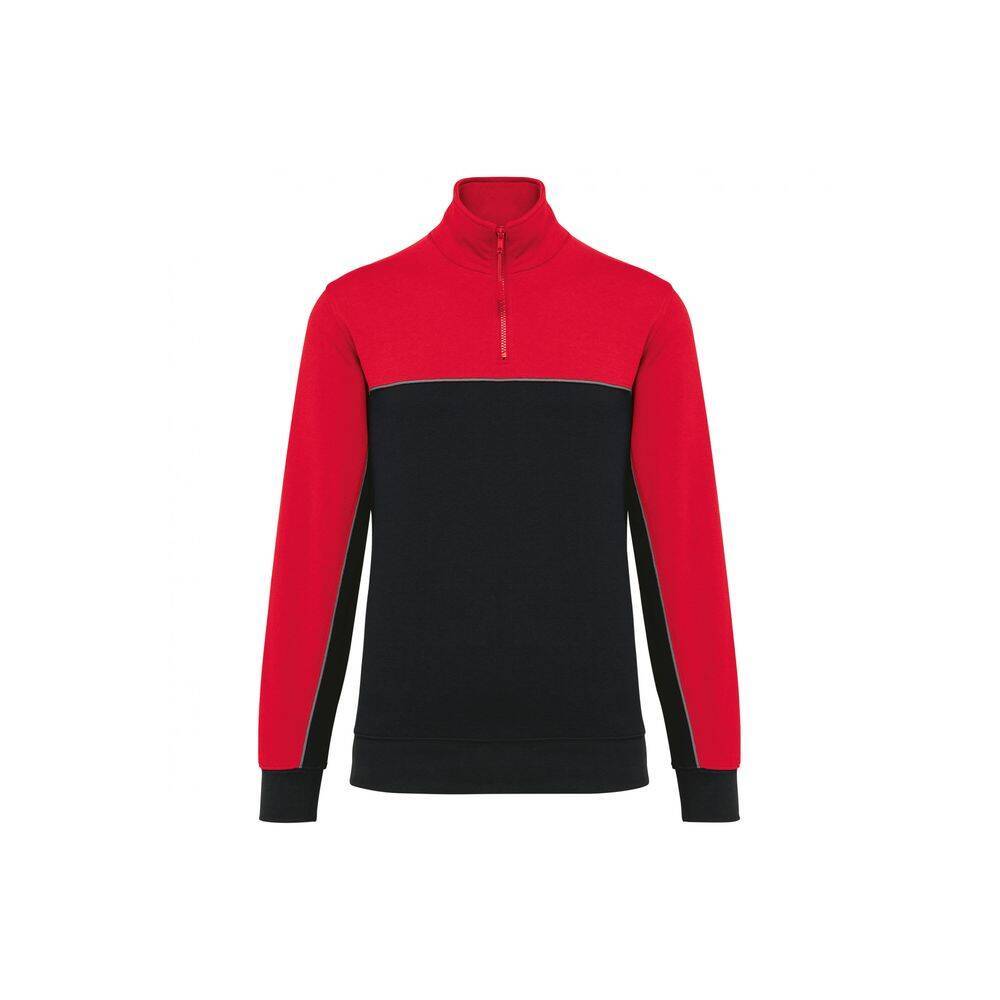 Sweat-shirt écoresponsable à col zippé WK. Designed To Work Noir / Rouge L-0