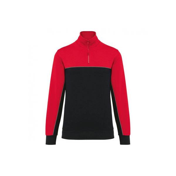 Sweat-shirt écoresponsable à col zippé WK. Designed To Work Noir / Rouge L
