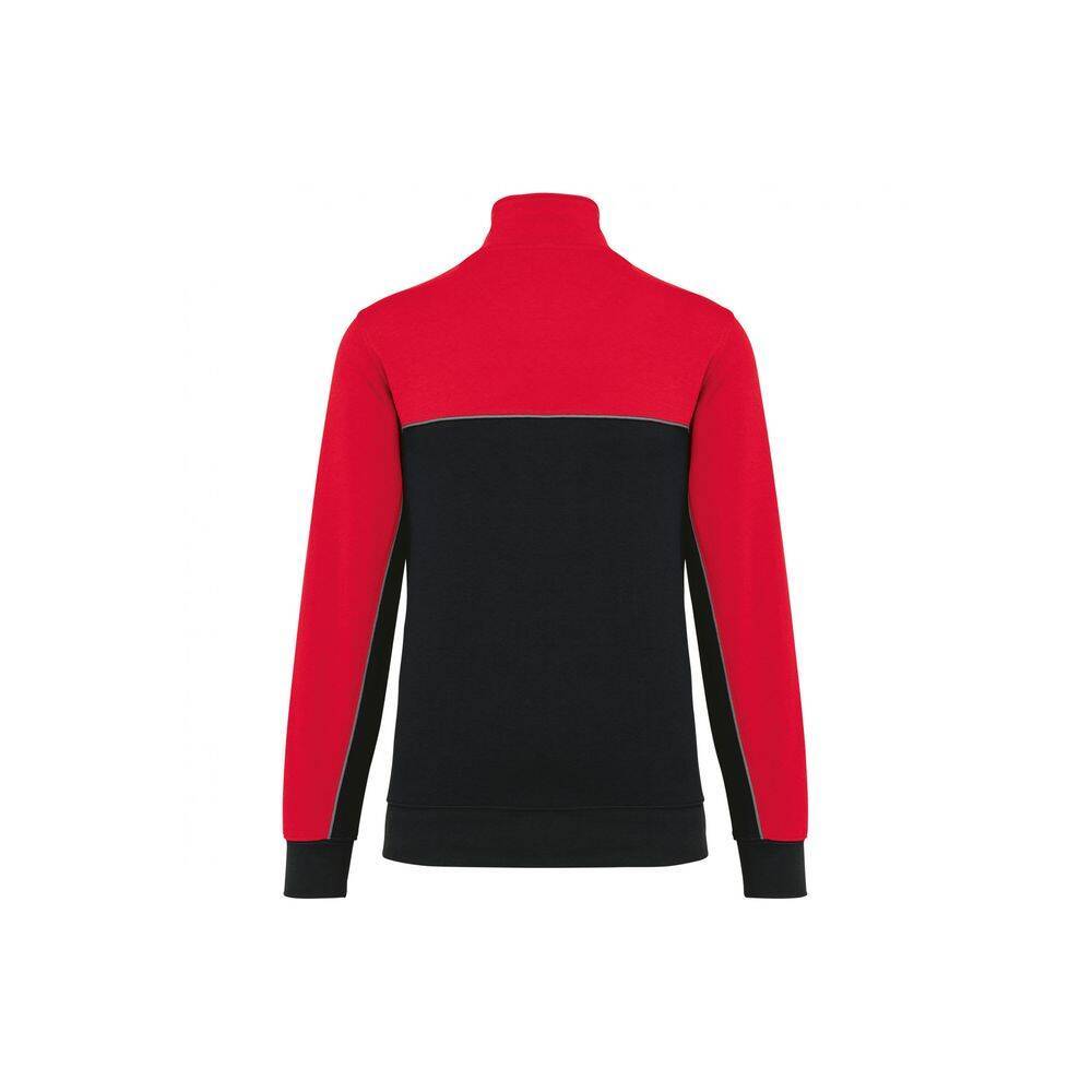Sweat-shirt écoresponsable à col zippé WK. Designed To Work Noir / Rouge L-2